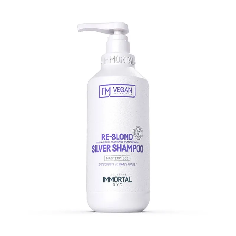 Šampón na neutralizáciu žltých tónov a pre šedivé vlasy IMMORTAL VEGAN Re-Blond Silver shampoo 500 ml