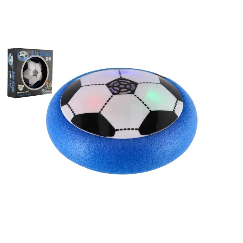 Teddies Air Disk futbalová lopta vznášajúca sa plast 14cm na batérie so svetlom v krabičke 20x20cm