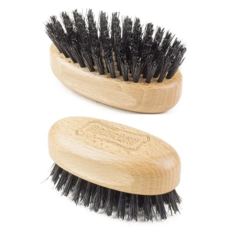 PRORASO Drevený kefa na na fúzy a fúzy - malý 8,5 x 4 cm