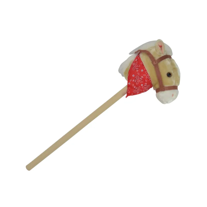 Teddies Kôň na tyči plyšový 80cm na batérie so zvukom béžový v sáčku