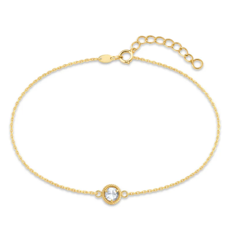 Jemný zlatý náramok s bielym zirkónom Au 585/1000 0,75g MINET JMG0318WGB16