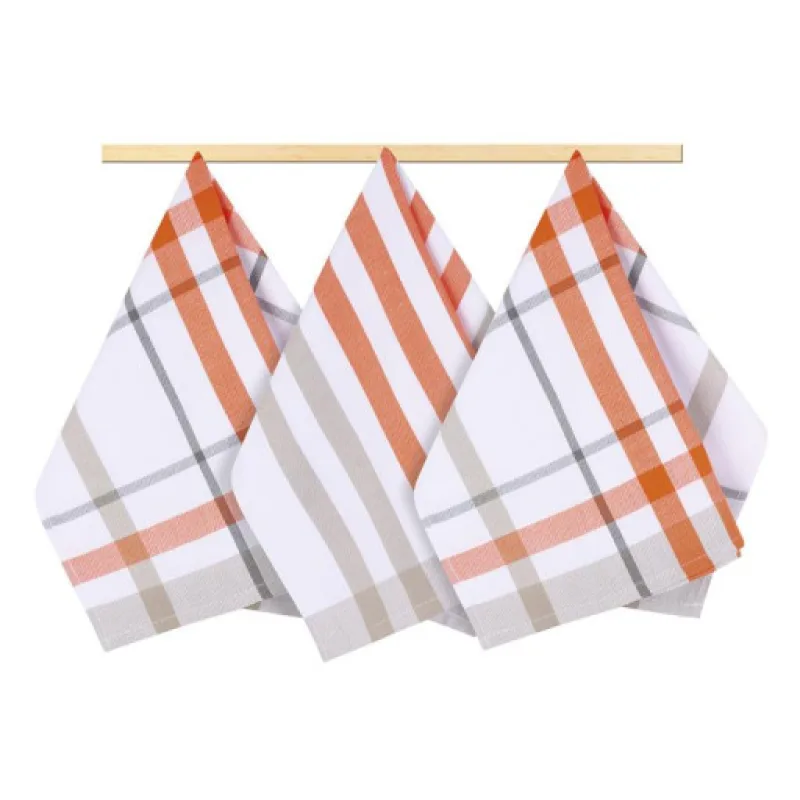 Bellatex Kuchyňské utěrky, sada 3 kusů - káro oranžové - 50x70 cm