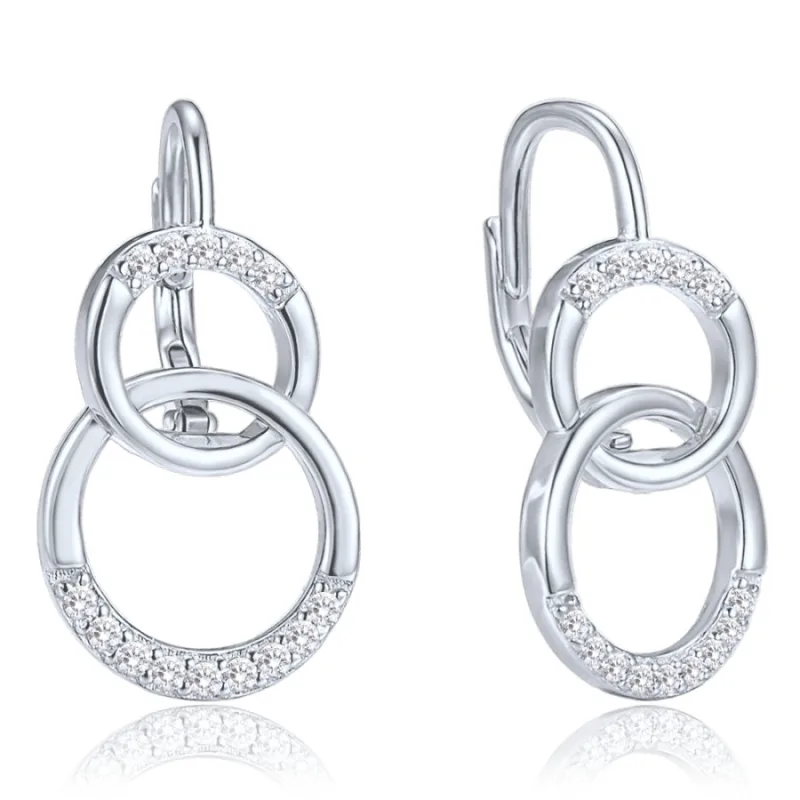 Luxusné strieborné náušnice s bielymi zirkónmi MINET JMAS0307SE00