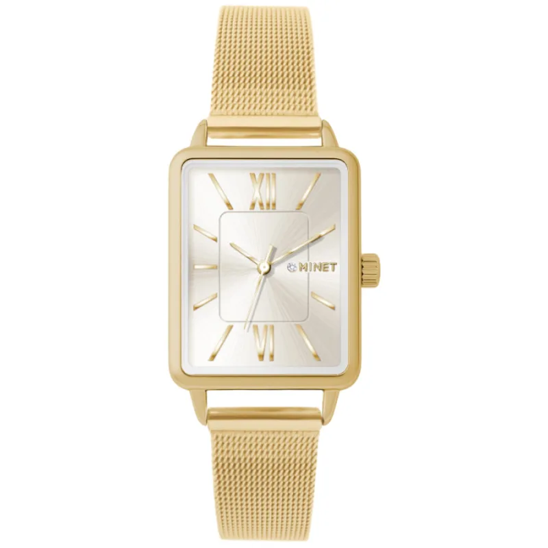 Zlaté dámske hodinky SIENA so zlatým oceľovým remienkom MINET MWL5418