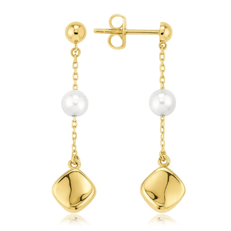 Zlaté náušnice s retiazkou a perlou Au 585/1000 1,50g MINET JMG0301WGE00