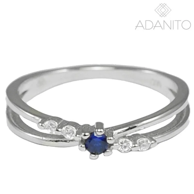 Strieborný prsteň s modrým zirkónom ADANITO SLR300, 48