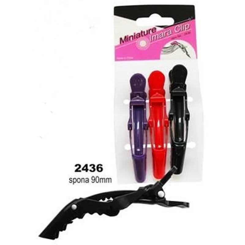 DUKO-EXIM kadernícke pomôcky Crocodile Imara Clips Black 3ks - spony na vlasy 9cm - čierne