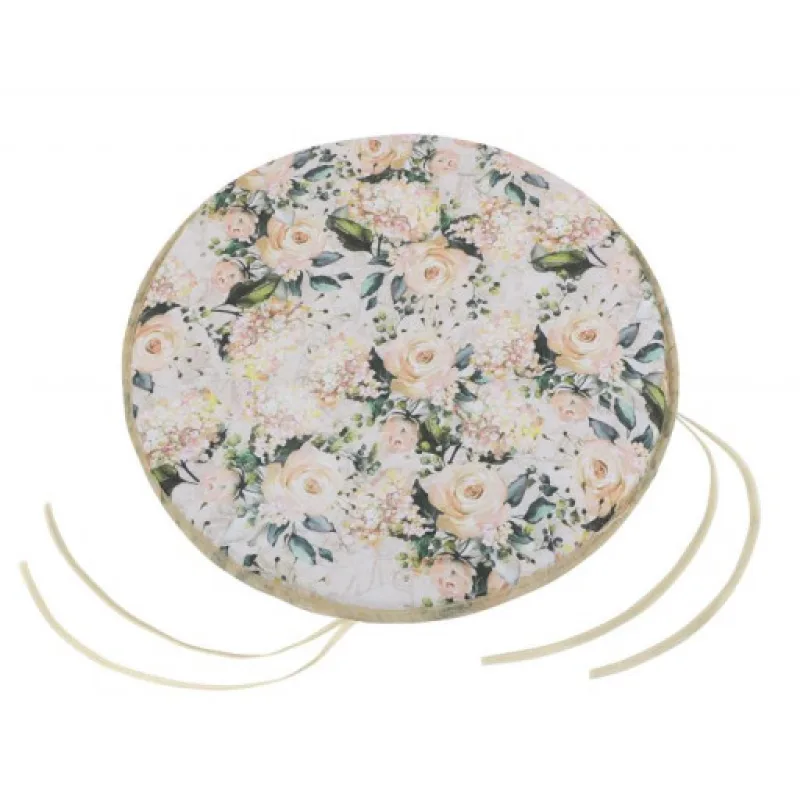 Bellatex Sedák EMA kulatý hladký - vanilková růže, 40 cm