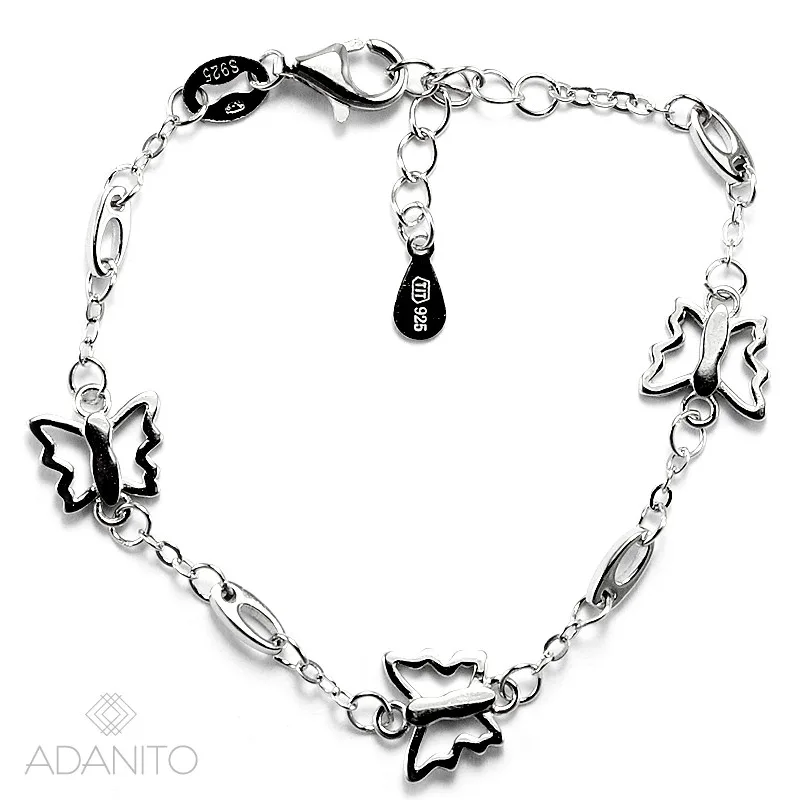 Strieborný detský náramok motýliky BENETO AGB586