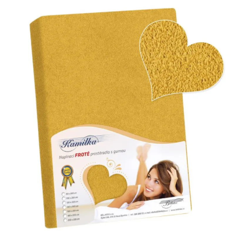Bellatex Prostěradlo froté, hořčicové - 120x200 cm