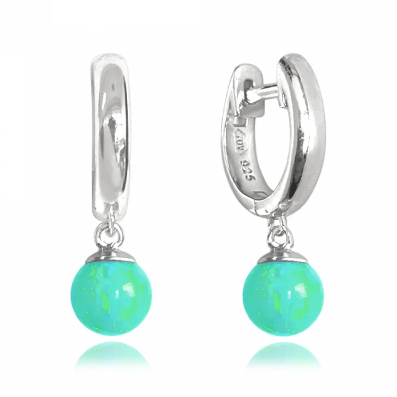 Strieborné náušnice so zelenými opálkami MINET JMAS0155GE00