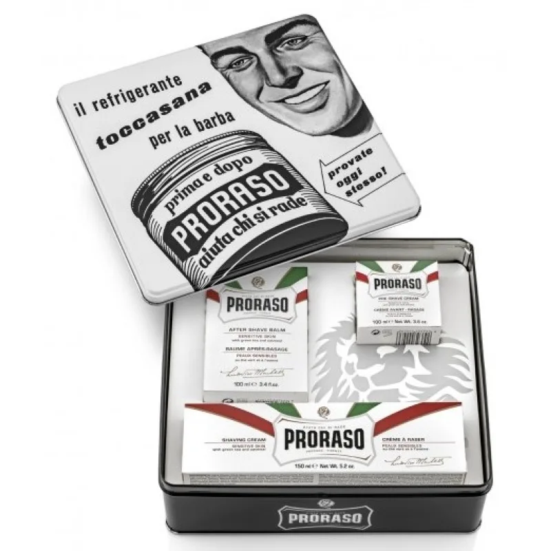 PRORASO Green Tea Klasická darčeková sada na holenie - pre citlivú pokožku