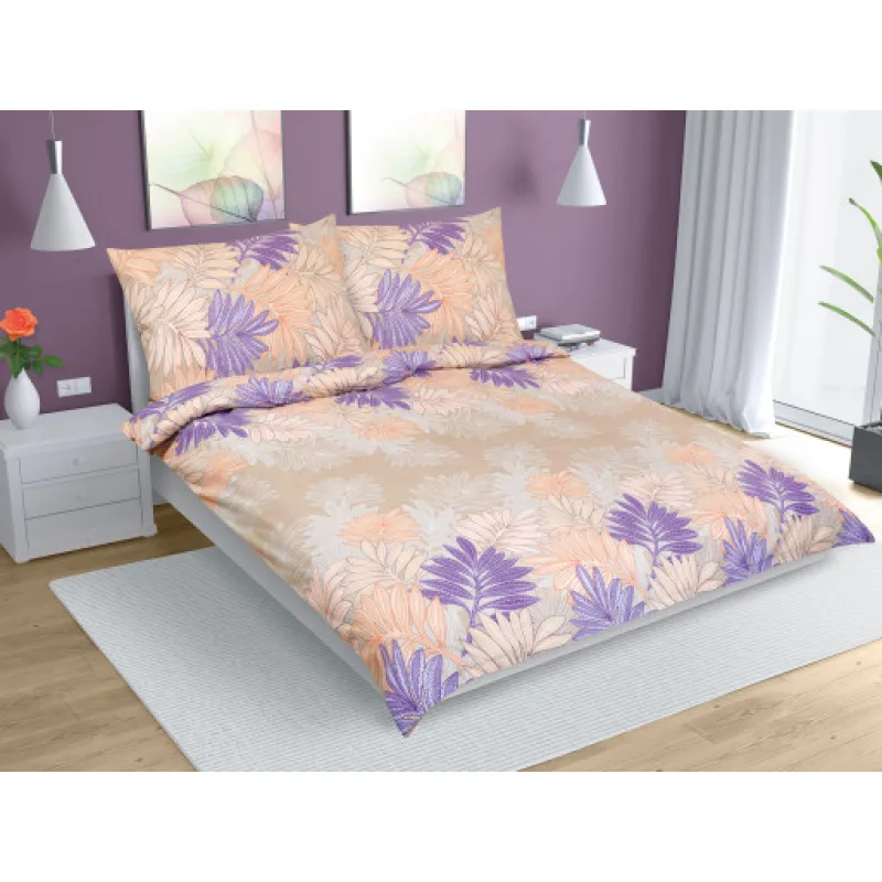 Bellatex Povlečení bavlna, Kapradí fialová - 220x200, 2ks 70x90 cm