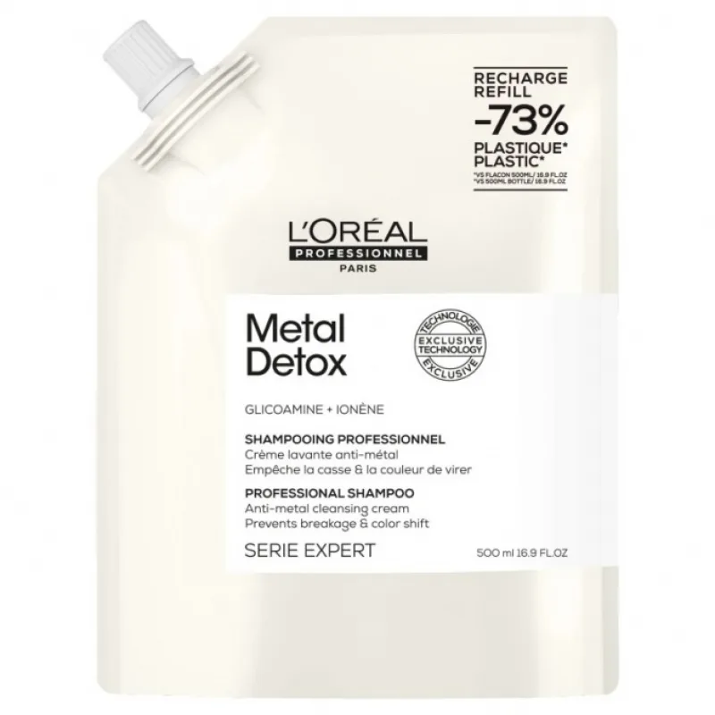 LOREAL Serie Expert Metal Detox Shampoo Refill 500ml - hĺbkovo čistiaci šampón - náhradná náplň