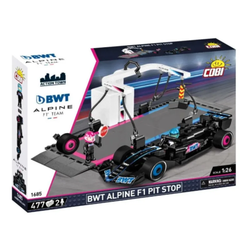 Cobi 1685 BWT Alpine F1 Pit Stop, 477 kostek a 2 figurky