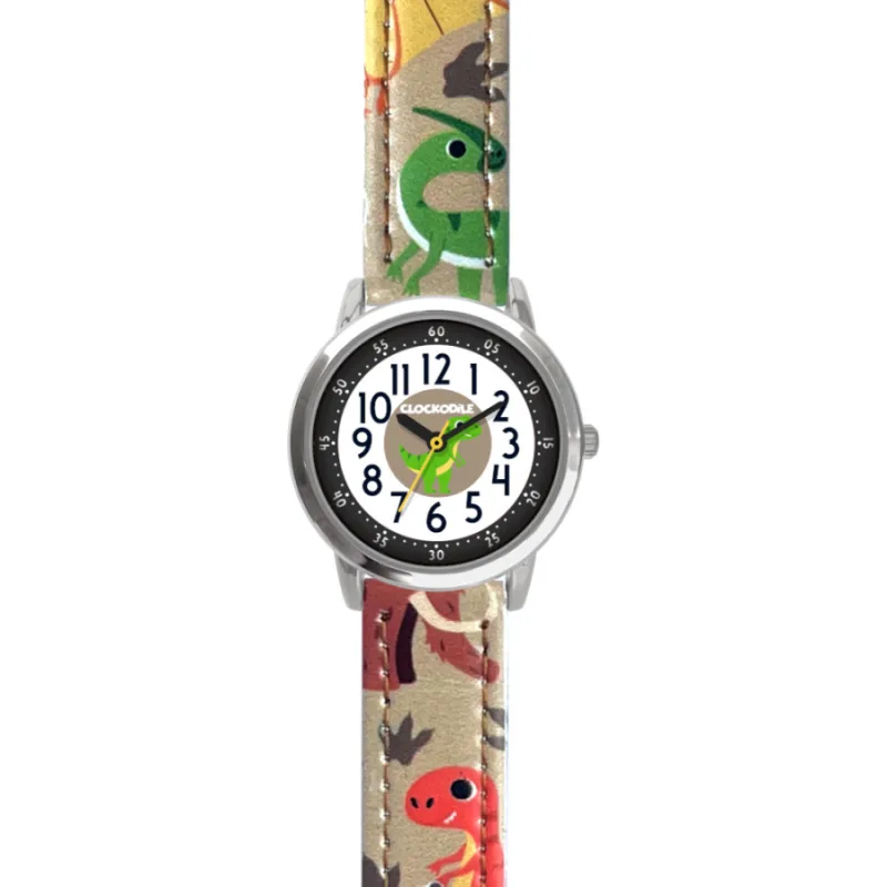 Béžové chlapčenské detské hodinky DINOSAURS CLOCKODILE CWB0101