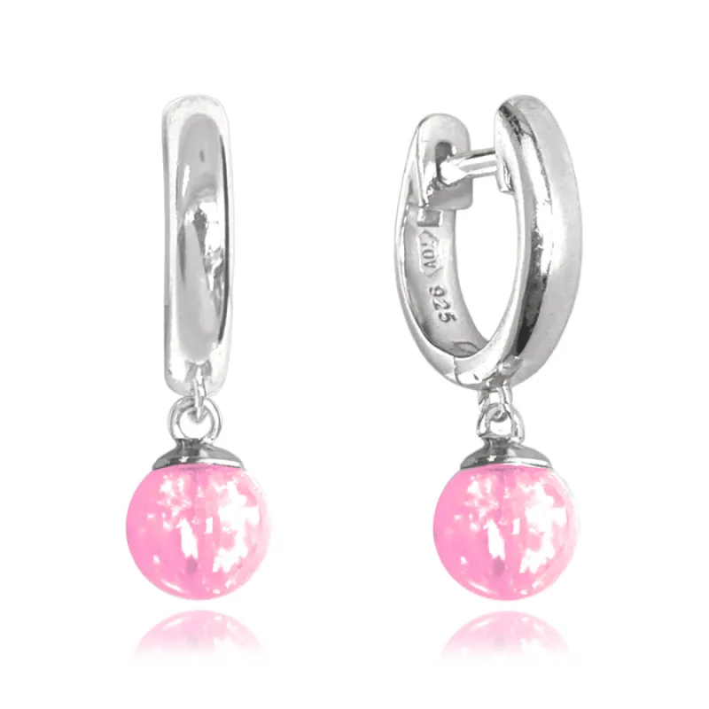 Strieborné náušnice s ružovými opálkami MINET JMAS0155PE00