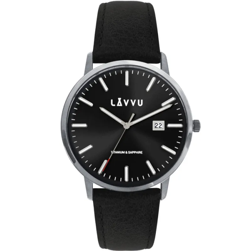 Čierne zafírové sklo pánske hodinky Copenhagen Titanium Black LAVVU LWM0263