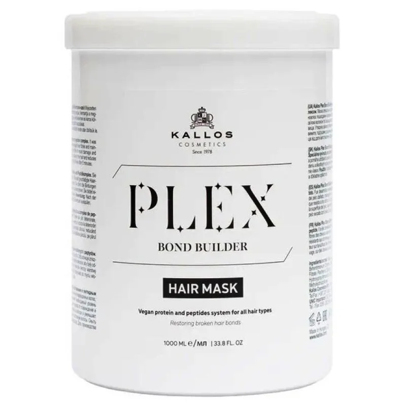 KALLOS Plex Bond Builder Hair Mask 1000ml - maska na obnovu poškodených vlasov