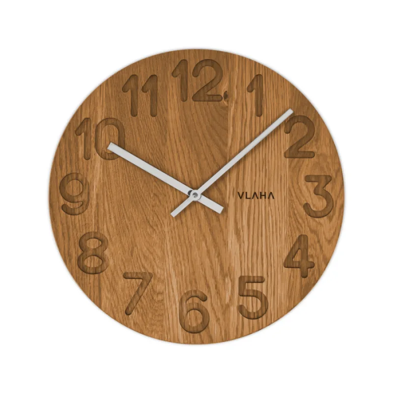 Drevené hodiny OAK vyrobené v Česku ⌀34cm VLAHA VCT1124