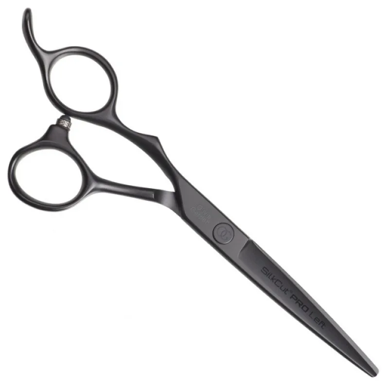 OLIVIA GARDEN SilkCut PRE Shear Matt Black LEFT - kadernícke nožnice pre ľavákov - 5,75 '