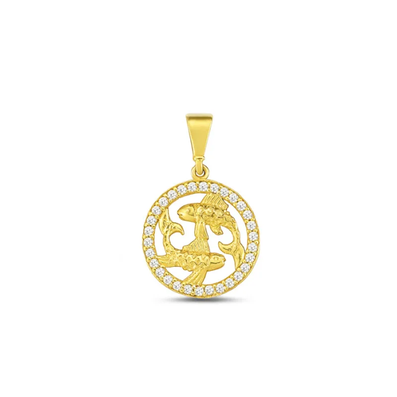 Zlatý prívesok znamenie ryby so zirkónmi JVD ZP0425XJ71