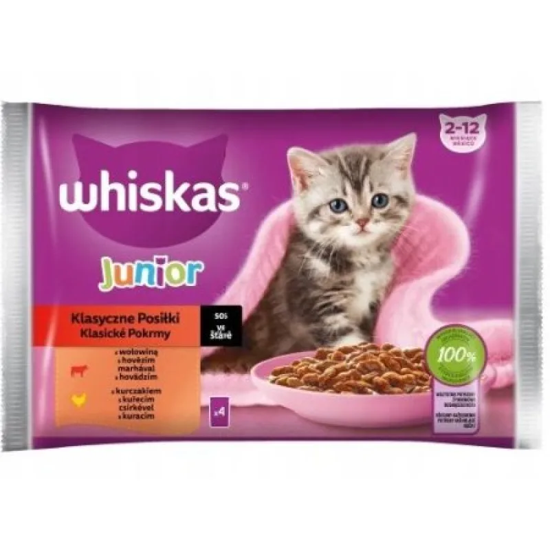 Whiskas Cat Junior Mäsový výber kura&hovädzie&jahňa&králik v šťave 4 x 85 g