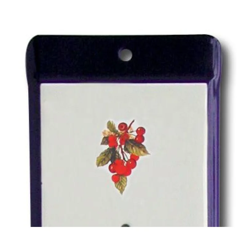 Venkovní teploměr smaltovaný, Modrobílý 860 x 140 mm, Motiv Třešně