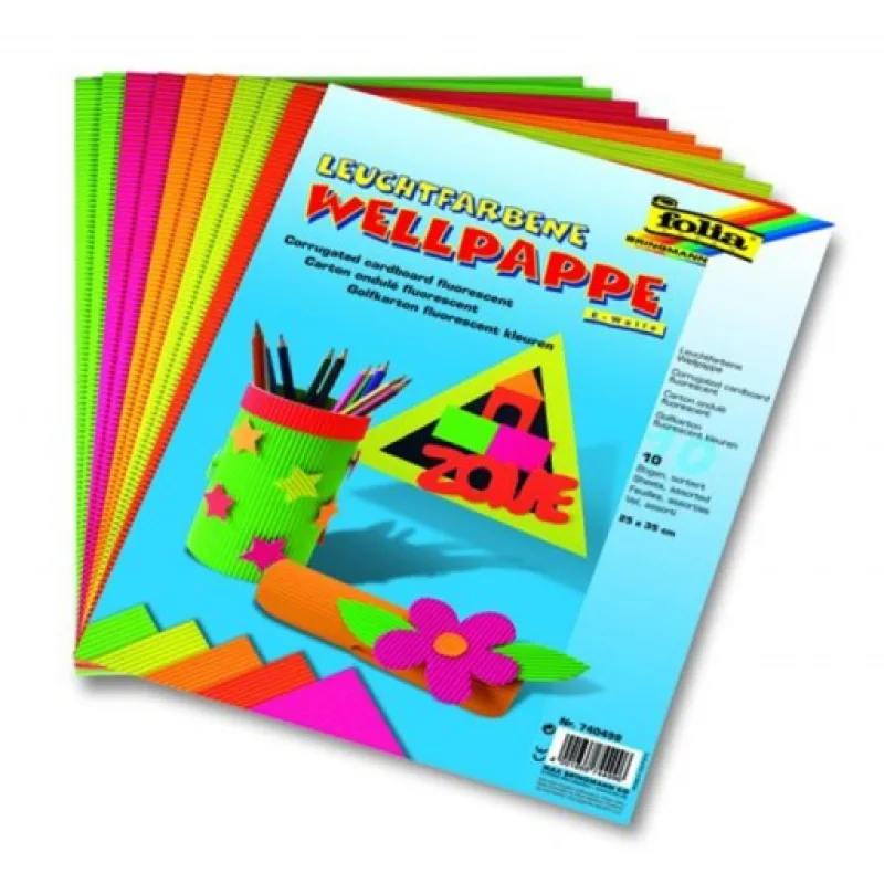 Folia Vlnitý papír neonové barvy, sada 10 ks - 25 x 35 cm