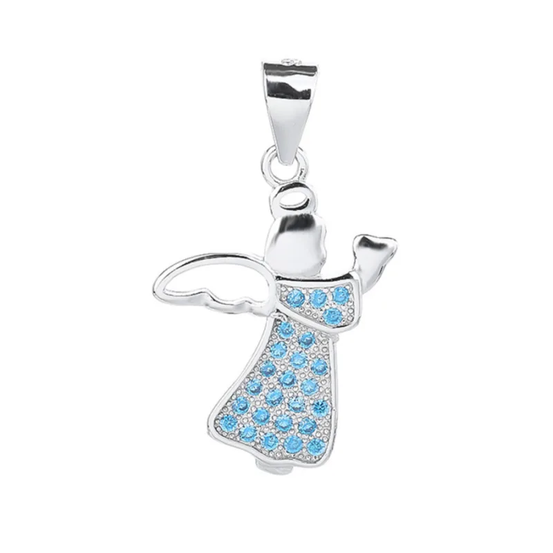 Strieborný prívesok anjel s modrými zirkónmi ADANITO SLP855