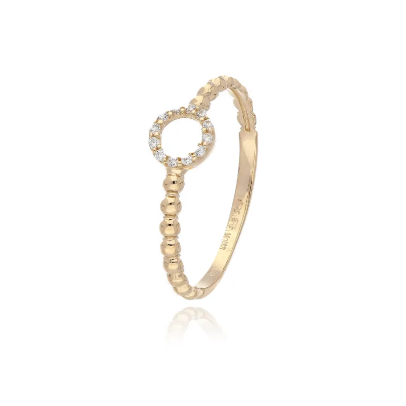 Prsten ze žlutého zlata koliesko so zirkónmi MOISS RA004434, 52, 1.20 g