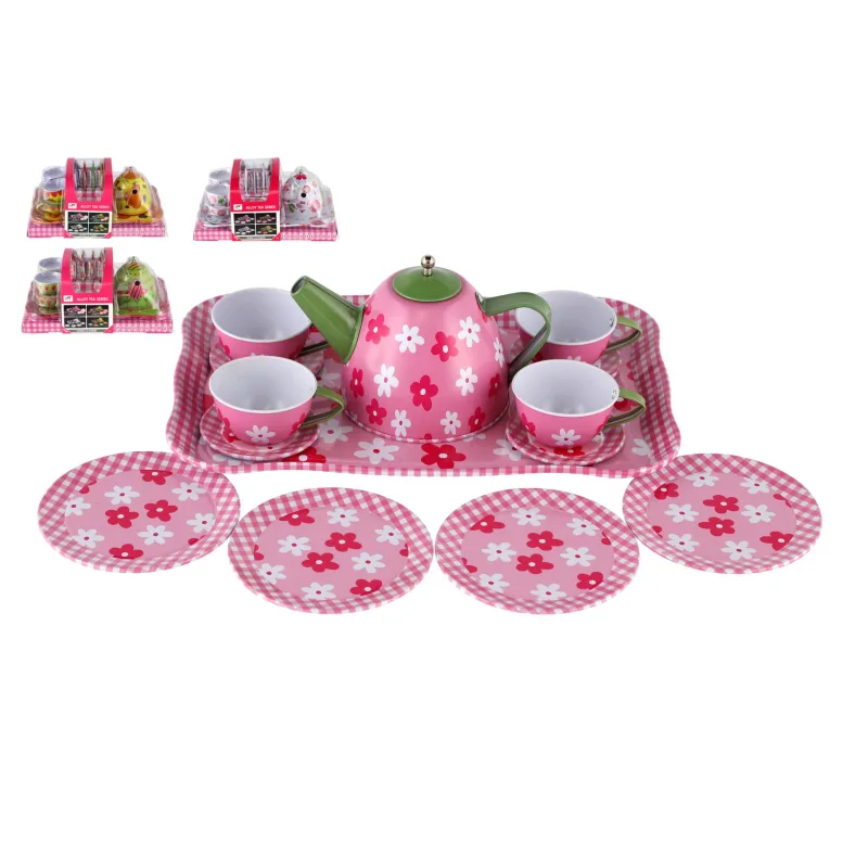 Teddies Čajová sada riadu plech 14ks v blistri 25x17x11cm