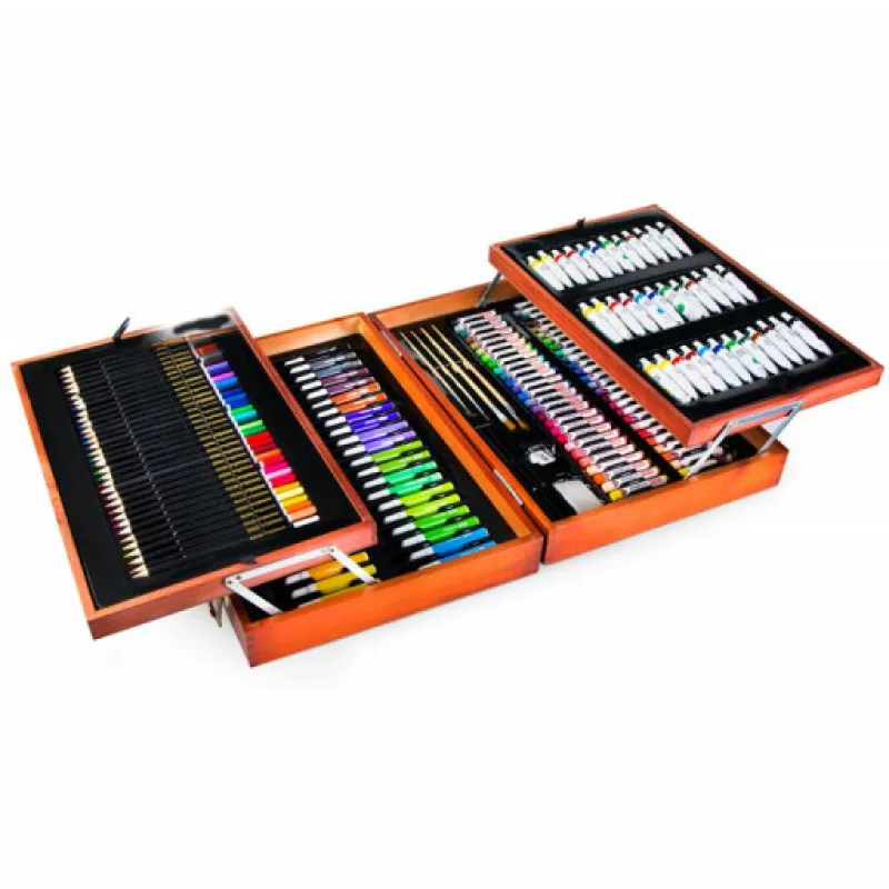 Easy kreativní a výtvarná sada 174 kusů, dřevěný kufřík