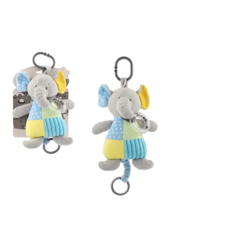 Teddies Slon naťahovací hrací strojček plyš 15x21cm na karte v sáčku 0+