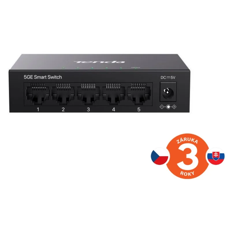 Tenda TEG2205D Websmart L2 cloud managed switch, 5x 10/100/1000 Mbps, Kov, Fanless - bez ventilátorů 75012017