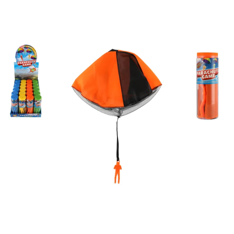 Teddies Parašutista figúrka s padákom lietajúca 9cm 4 farby v tube 24ks v boxe