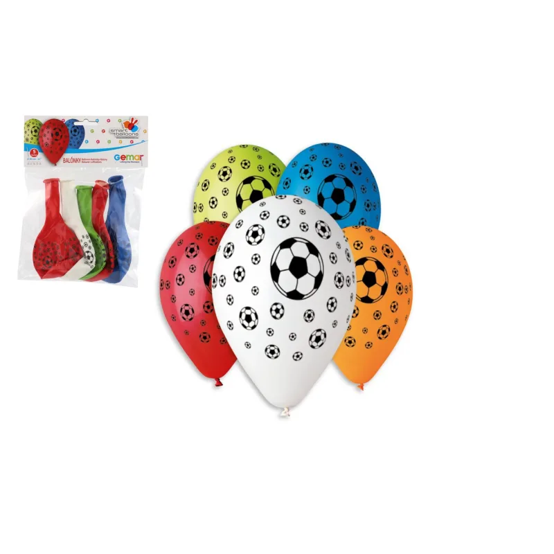 Smart Balloons Balónik/Balóniky nafukovacie futbal 12'' priemer 30cm 5ks v sáčku