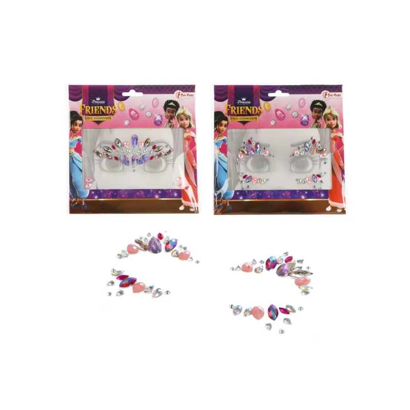 Teddies Tvárové zdobiace diamanty/kamienky Princezná plast 2 druhy v sáčku 18x17,5cm