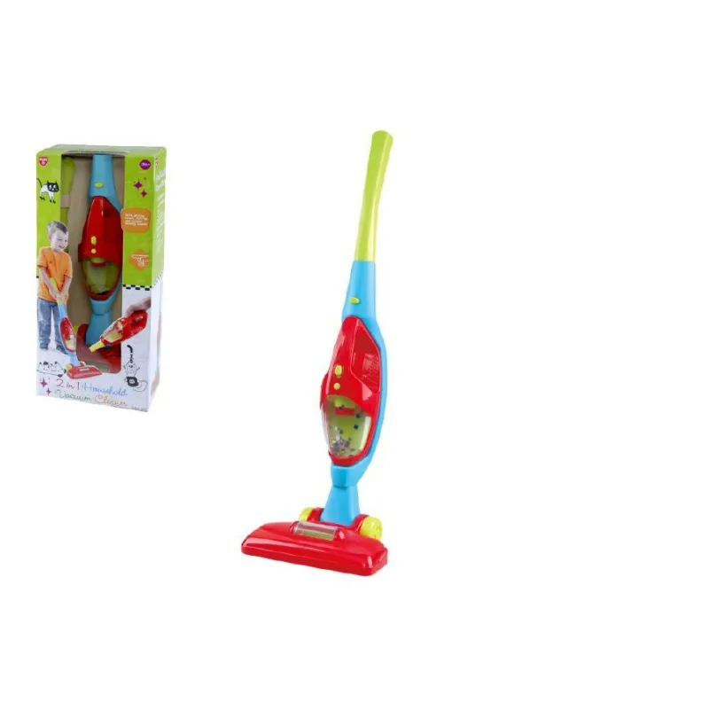 Teddies Vysávač 2v1 plast na batérie so svetlom so zvukom v krabici 24x54x13cm 24m+