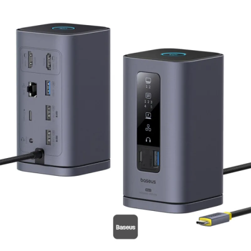 NONAME Baseus Dokovací stanice Spacemate 10v1 (USB-C PD 100W, USB-C, 2x USB-A, 2x HDMI) šedá 6932172663056