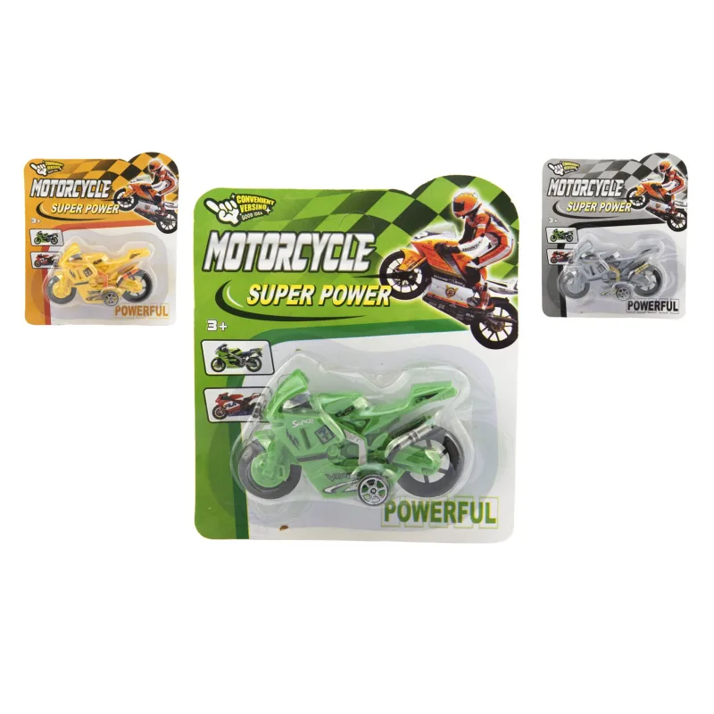 Teddies Motorka cestná plastová 10cm na spätné natiahnutie 3 farby na karte