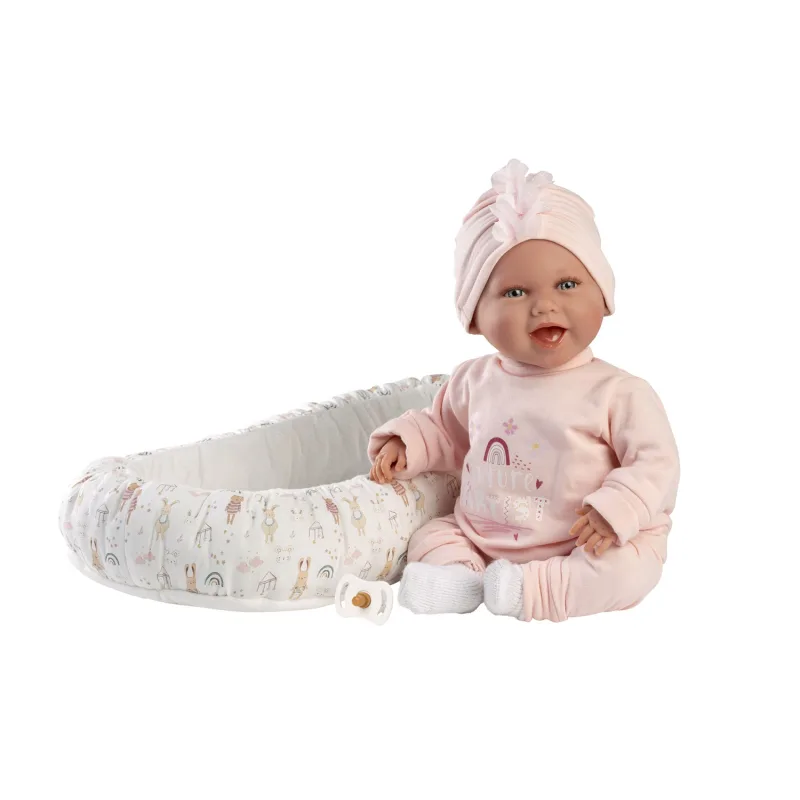 Rappa Llorens 74122 NEW BORN - realistická bábika bábätko so zvukmi a látkovým telom - 42 cm