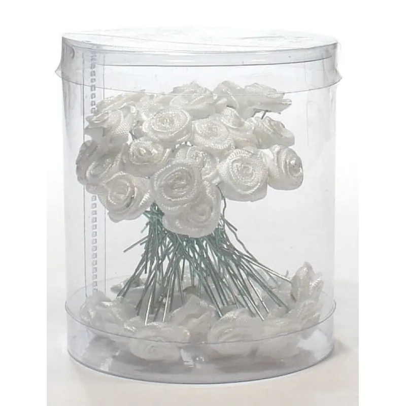 SALON Komplet Ozdoby do vlasov Vlásenky s ružičkou 50ks - biele