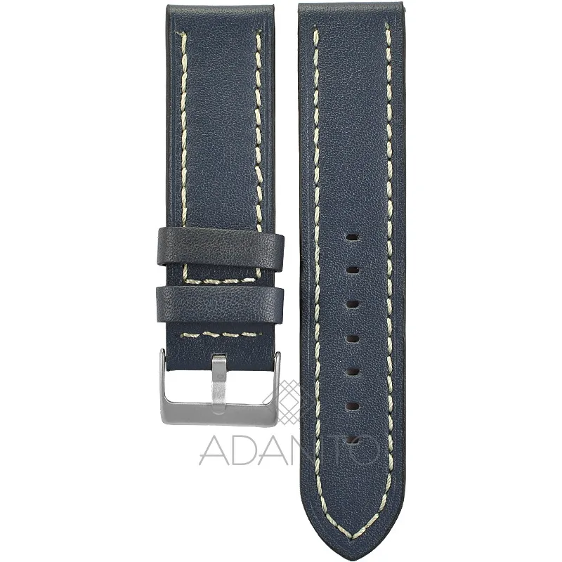 Kožený remienok na hodinky 22 mm modrý ADANITO TK001R05S09-22