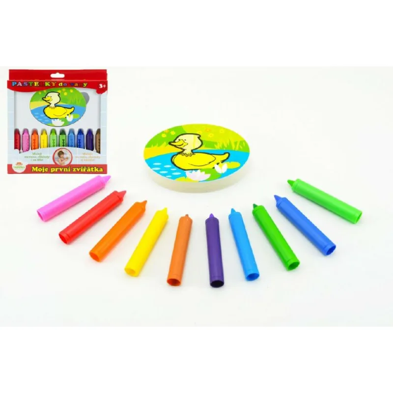 Teddies Pastelky do vane Moje prvé zvieratká 10 ks s hubkou v krabičke 21x22x3cm MPZ