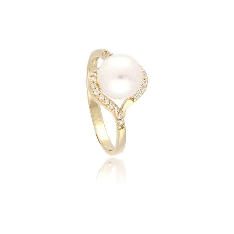 Prsteň zo žltého zlata s perlou MOISS RPA00109, 63, 2.85 g