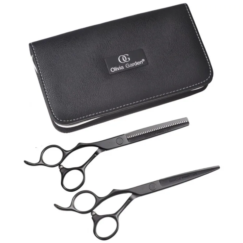 OLIVIA GARDEN SilkCut PRO SHEAR KIT Matt Black LEFT - sada nožníc pre ľavákov