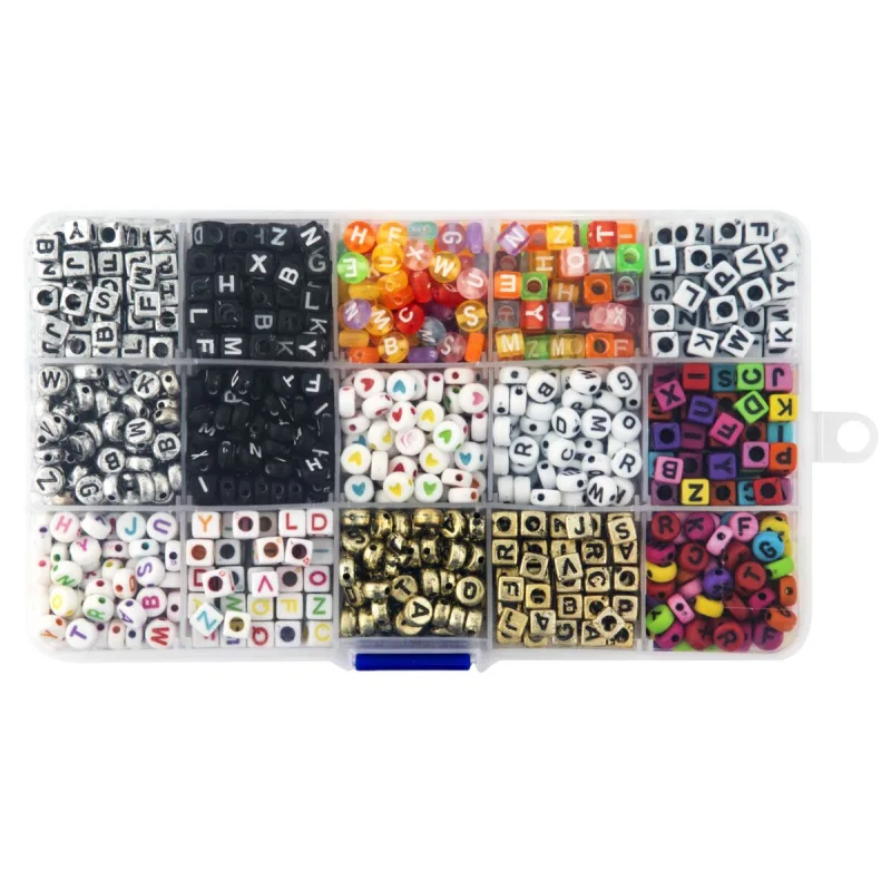 Rappa Sada korálikov s písmenami 15 druhov v zakladači 10x17 cm