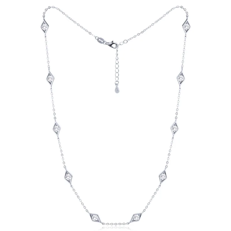 Strieborný náhrdelník s bielymi zirkónmi MINET JMAS0286SN42