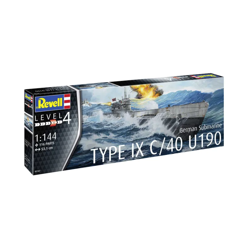 Revell Plastic ModelKit ponorka 05167 - Nemecká ponorka Typ IX C/40 (U190) (1:144)